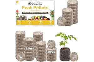 ZeeDix 55Pcs 36mm Peat Pellets for Seedlings, Seed Starter Pods Seed Starting Plugs Soil, Compressed Nutrient Block Potting Soil Discs Pellet for Planting Herbs Flowers Vegetables