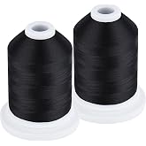 60WT Filament Polyester Embroidery Bobbin Thread for Quilting 1500M Black - 2 Pack