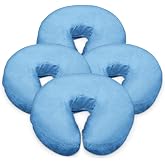 London Linens Premium Extra Thick 100% COTTON Flannel Massage Face Cradle Cover, Includes 4pcs (4, Baby Blue)