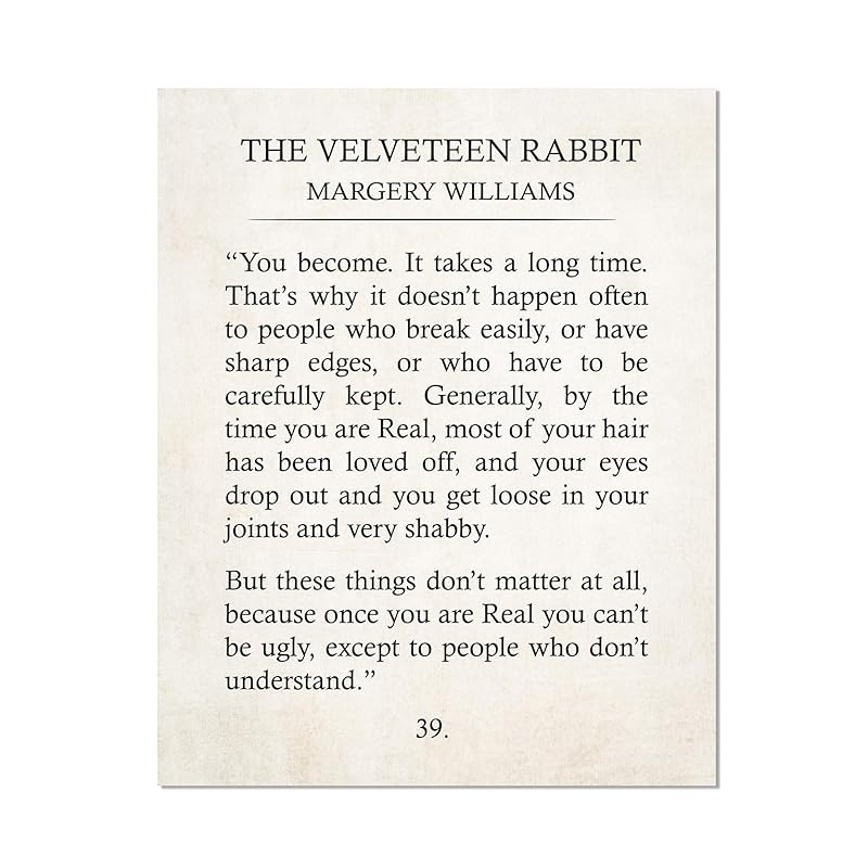 Amazon Com Velveteen Rabbit Quote Print Your Become Margery Williams Book Page Print Unframed Handmade
