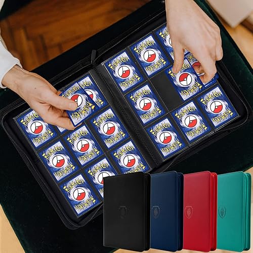 9 Pocket Trading Card Binder, Fabmaker 360 Pockets Zipper Card Binder,  Premium PU Binder for Cards,