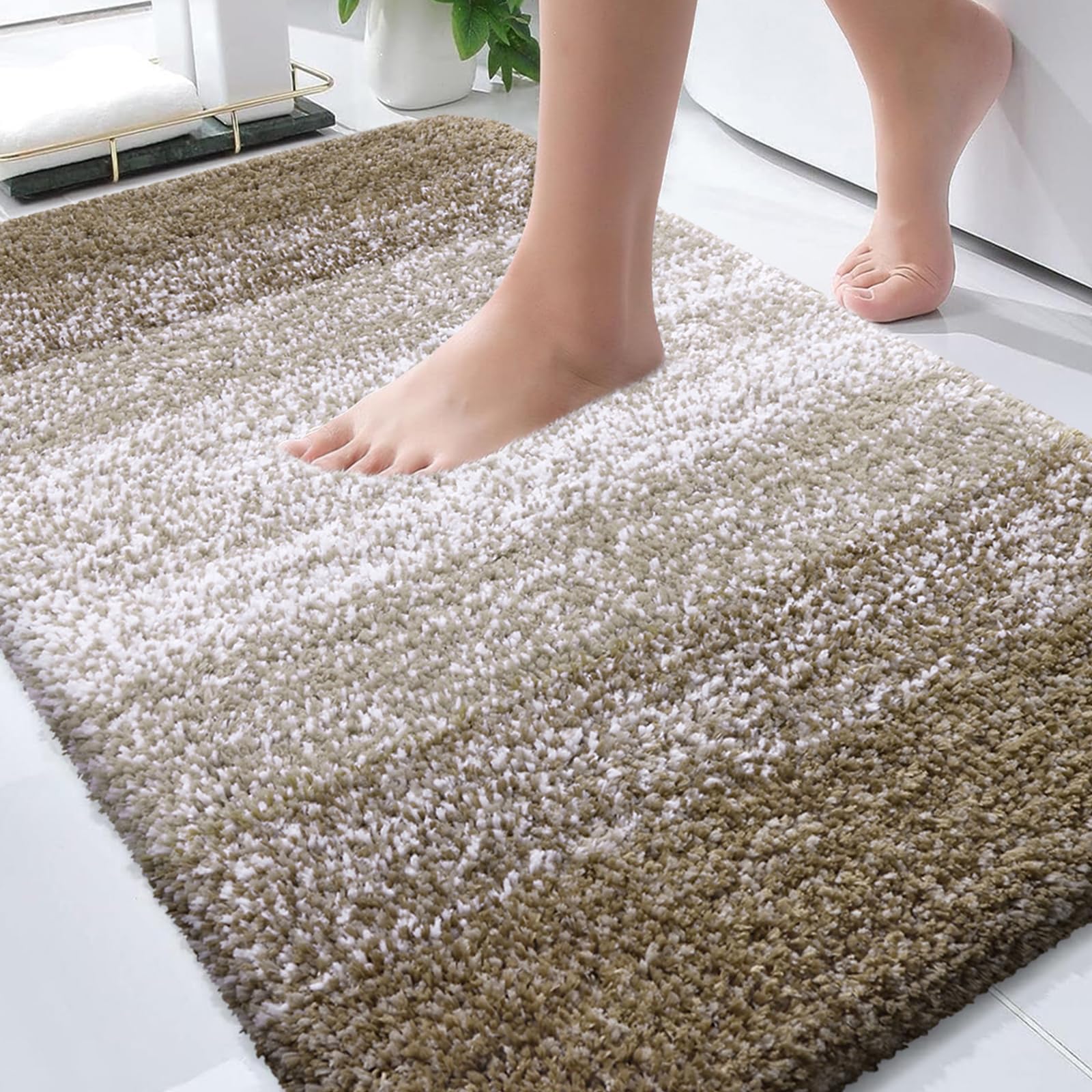 Photo 1 of OLANLY Bathroom Rugs Mat 30x20, Extra Soft Absorbent Microfiber Bath Rugs, Rubber Backing, Quick Dry, Machine Washable Bath Mats for Bathroom Floor, Tub and Shower, Home Decor Accessories, Coffee