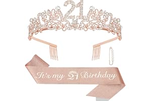Semato 21st Birthday Decorations for Her - 21st Birthday Sash and Crown Kit for Girls Decorations 21st Tiara Party Favors