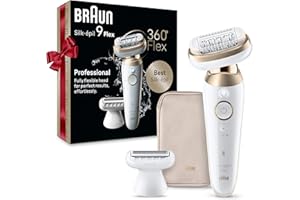 Braun Silk-épil 9 Flex Epilator, 360 Flex and Pivoting Head, Wet and Dry, Includes Shaver Head, Trimmer Comb, SES9-041 3D, Tinted Gold, Holiday Gifts for Women