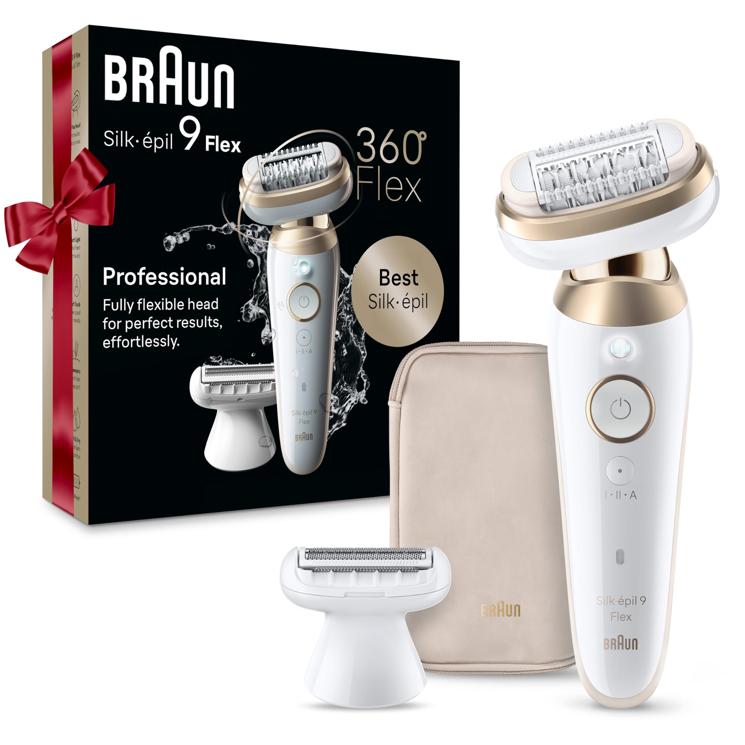 Photo 1 of Braun Silk-épil 9 Flex Epilator, 360 Flex and Pivoting Head, Wet and Dry, Includes Shaver Head, Trimmer Comb, SES9-041 3D, Tinted Gold, Holiday Gifts for Women