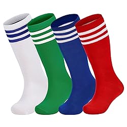 Zando 4 Pairs Black Youth Soccer Socks Boys Girls