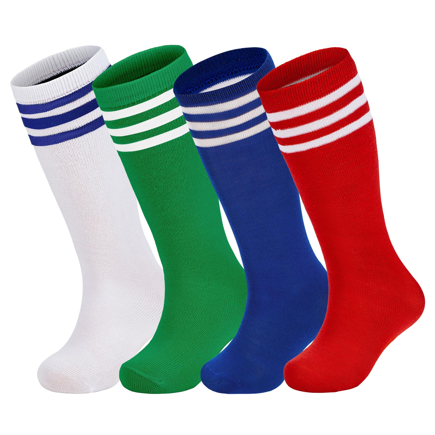 Zando 4 Pairs Black Youth Soccer Socks Boys Girls