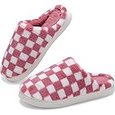 DRSLPAR Women House Checkered Slippers - Mens Cozy Fuzzy Plaid Memory Foam Slippers with Faux Fur Lining for Indoor & Outdoor Comfort Soft Slides