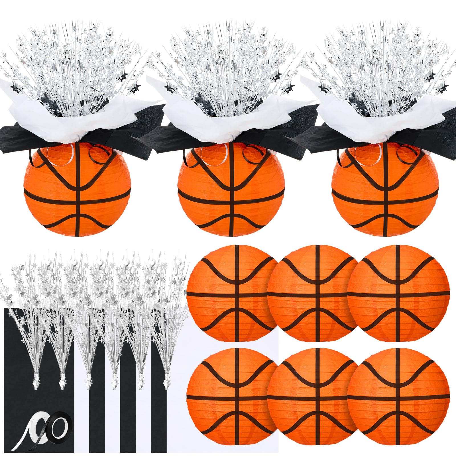 Photo 1 of ****MISSING PIECES*****
Rossesay 26 Pieces Basketball Centerpieces for Table Basketballs Paper Lantern with Metallic Foil Spray Wrapping Paper and Ribbons for Basketball Theme Party Decorations Birthday Party Supplies
