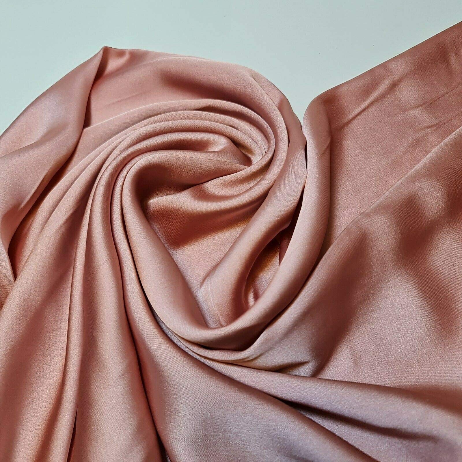 Textile Station BBR Silky Charmeuse Lightweight Satin Bridal Dress Drape Décor Fabric 44" -112cm Wide (Tea Rose Pink, 5 Meter)