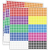 Ouzoustate 1/4" Colored Dot Stickers Small Tiny Mini Little Circle Stickers | Used as calendar markers, kindergarten activities, craftst, recommended for writing with oil-based markers,strong adhesion.