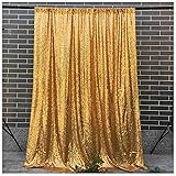 LQIAO 4FTX10FT Gold Shimmer Sequin Fabric Backdrops