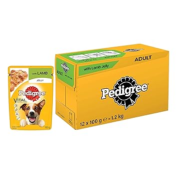Pedigree Vital Protection Adult Wet Dog Food, Lamb in Jelly, 12 Pouches (12 x 100g)
