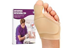 LEOWEER Orthopedic Metatarsal Pad,Breathable Ball of Foot Cushion with Anti-Slip Heel Grip,4 Sizes,Extra Thick Gel Pads & Adjustable Straps for Metatarsalgia relief. (Beige, XL: MEN 10-13)