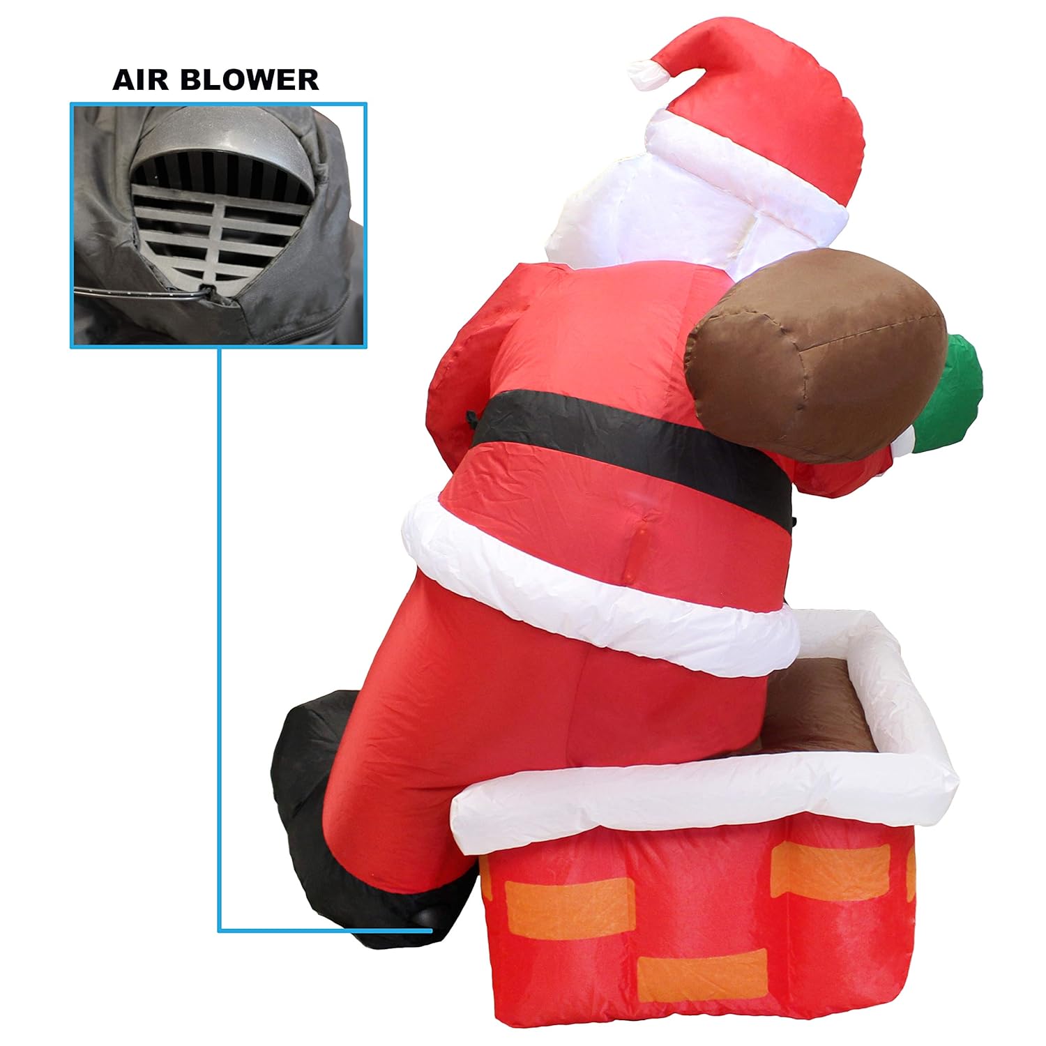 Joiedomi 4 Foot Inflatable Santa Claus LED Light Up Christmas Xmas Inflatable Rooftop Santa Claus Carry Gift Bag for Blow Up Yard Decoration, Indoor Outdoor Garden Christmas Decoration