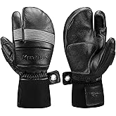 KUTOOK Ski Mittens Three Fingers Thermal 3M Thinsulate Waterproof Snowboard Gloves Winter for Cold Weather Snowmobile