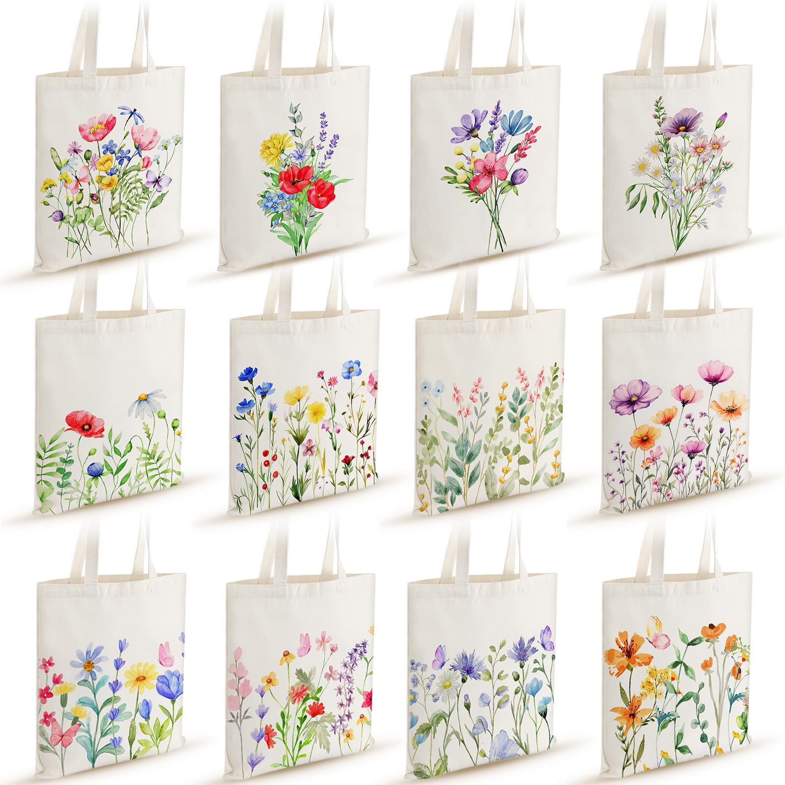 Photo 1 of Wildflower Canvas Tote Bags Bulk Book Lovers Tote Bag Book Club Gift Totes for Birthday Party Valentine's Day Women Gift