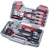 Cartman 39Piece Tool Set General Household Kit with Plastic Toolbox Storage Case Cutting Plier Red