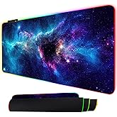 ToLuLu RGB Mouse Pad Gaming, Large LED Mouse Pad with 14 Lights Modes, 35.4 x 15.7 inches XXL Desk Mat for Keyboard and Mouse, Extended Desk Pad Mat PC Gaming Mousepad Accessories(Blue Purple Galaxy