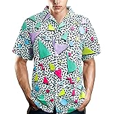 80's Men's Vintage Hawaiian Beach Shirts - 90's Button Up Disco Theme Party Shirts