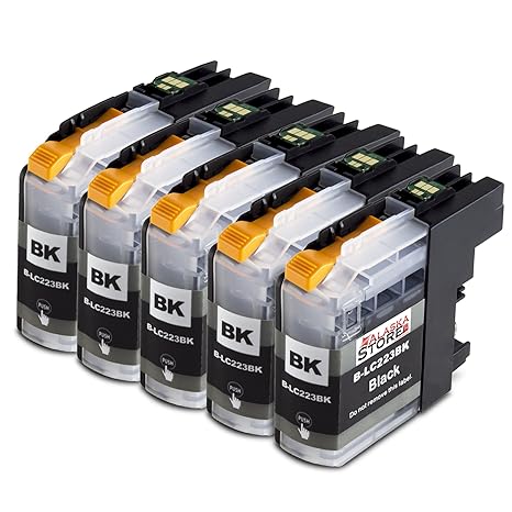 5 Druckerpatronen Komp. für Brother LC 223xl LC223xl Schwarz Black BK für Brother MFC-J4420DW MFC-J4620DW MFC-J4625DW MFC-J53