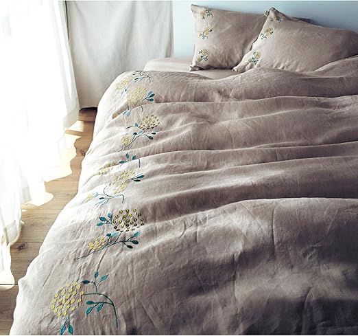 Amazon ベルメゾン フレンチリネン刺繍の布団カバー３点セット ベージュ系 寝具カバーセット オンライン通販