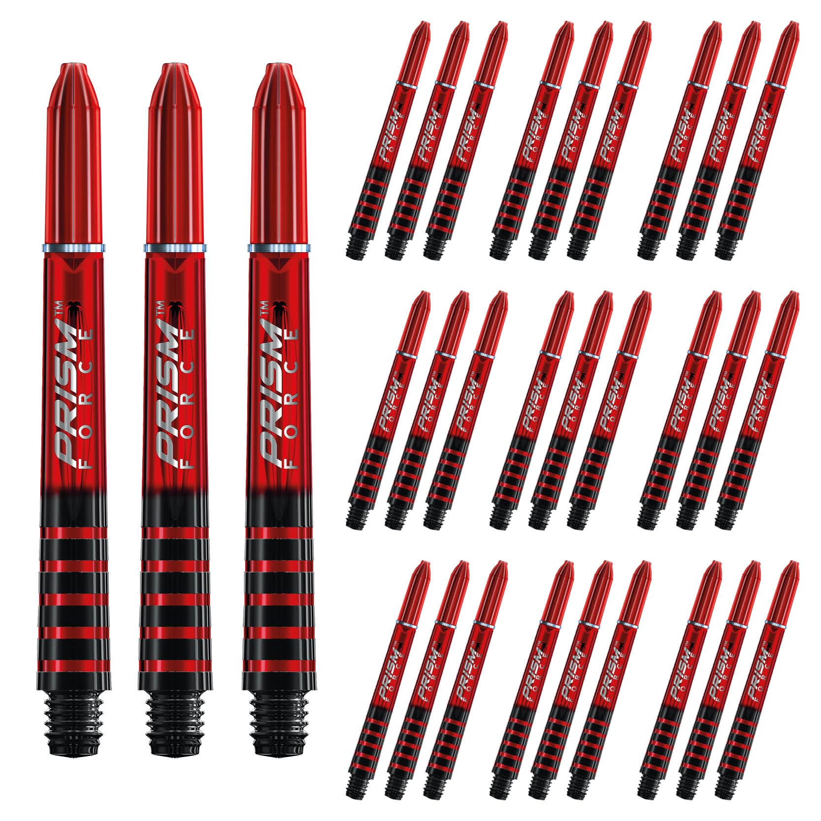WINMAU Prism Force Red Medium Polycarbonate Dart Stems (Shafts) - 10 sets per pack (30 dart stems in total)