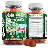 Clean Nutraceuticals Digestive Enzymes with Probiotics & Prebiotics for Digestive Health Gummies & L-Glutamine for Gut Health Bromelain Apple Pectin Inulin FOS Plant Based Vegan Gummy Vitamins
