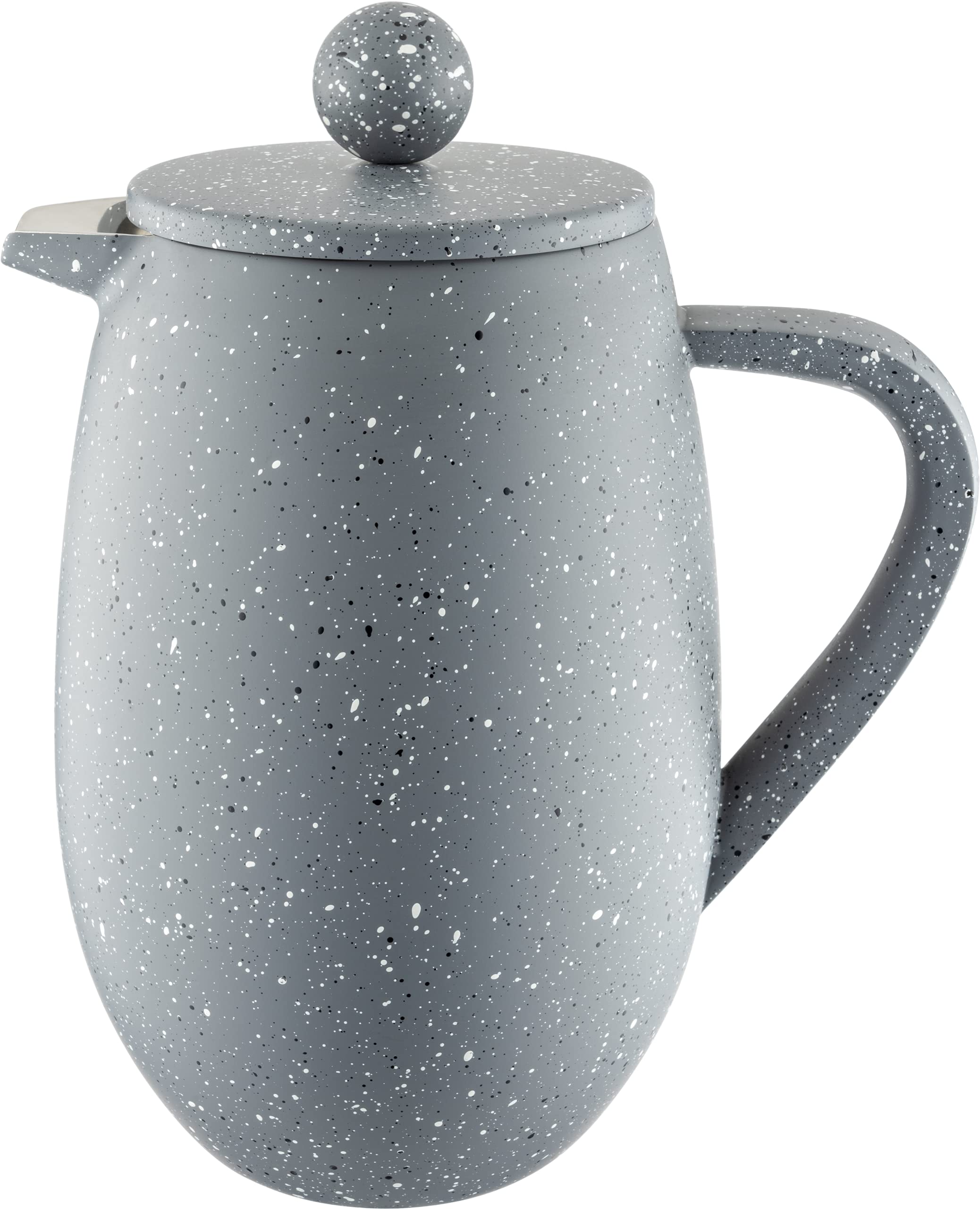 Café Olé BFD Granite Cafetière, 18/10 stainless steel double wall body and mesh filter, Grey Granite effect finish, 350ml (3 espresso cups or 1 mug) — image 1