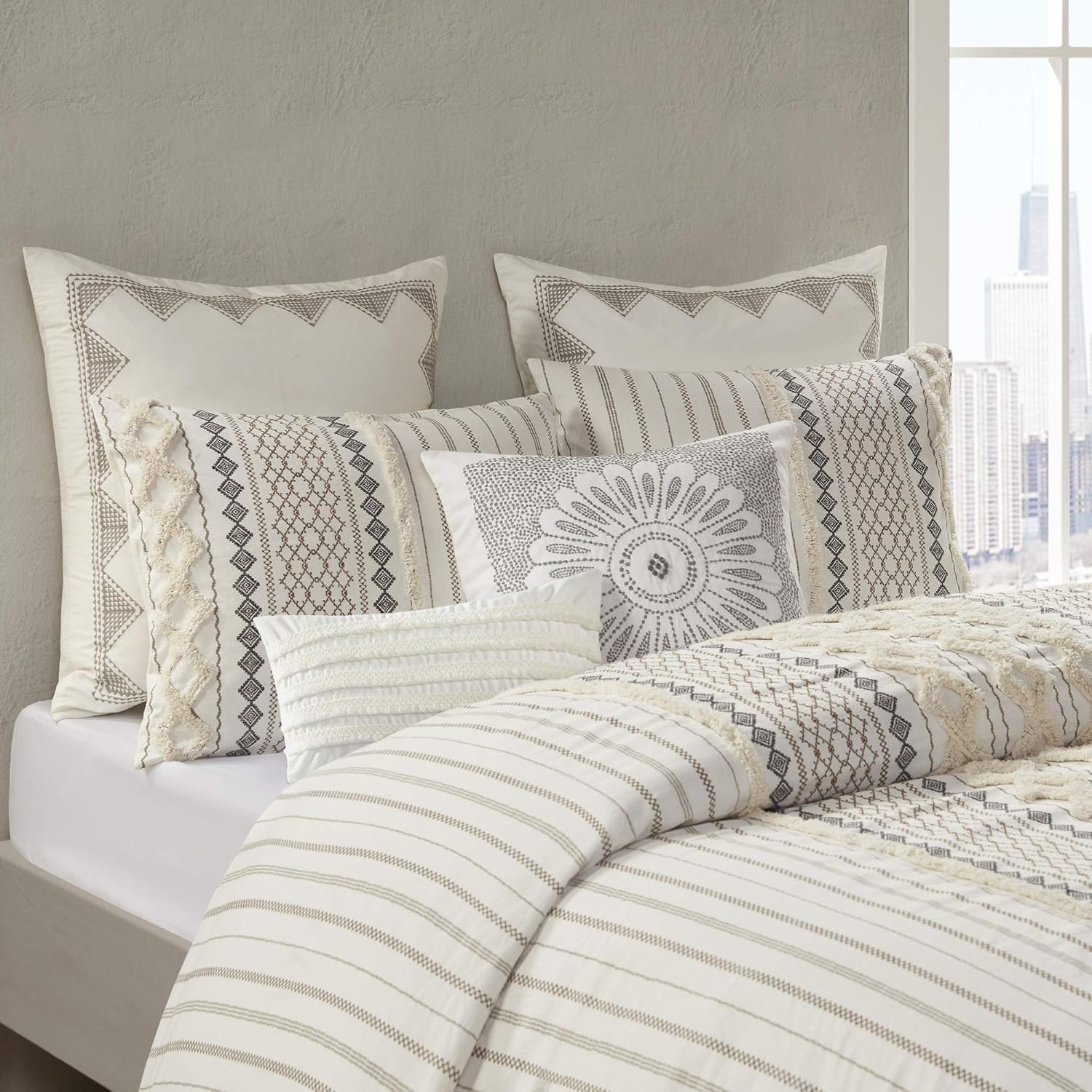 INK+IVY Imani Cotton Comforter Mini Set, Ivory: Furniture & Decor