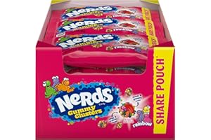 Nerds Gummy Clusters Candy, Rainbow, 3 Ounce Pouches (Pack of 12)