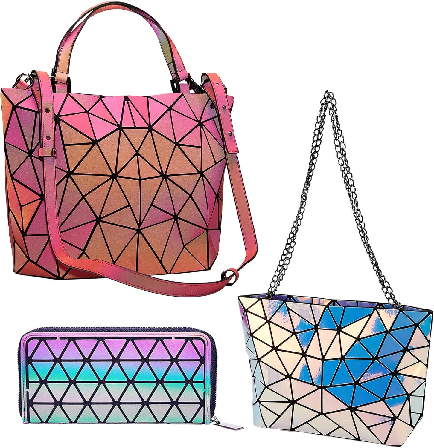 Harlermoon Holographic Bag purse for Women geometric