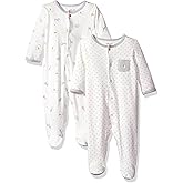 Little Me Clothes for Baby Boys' and Girls' 100% Cotton Scratch-Free Tag Footed 2-Pack Rompers Sleeper, Preemie to 9 Months