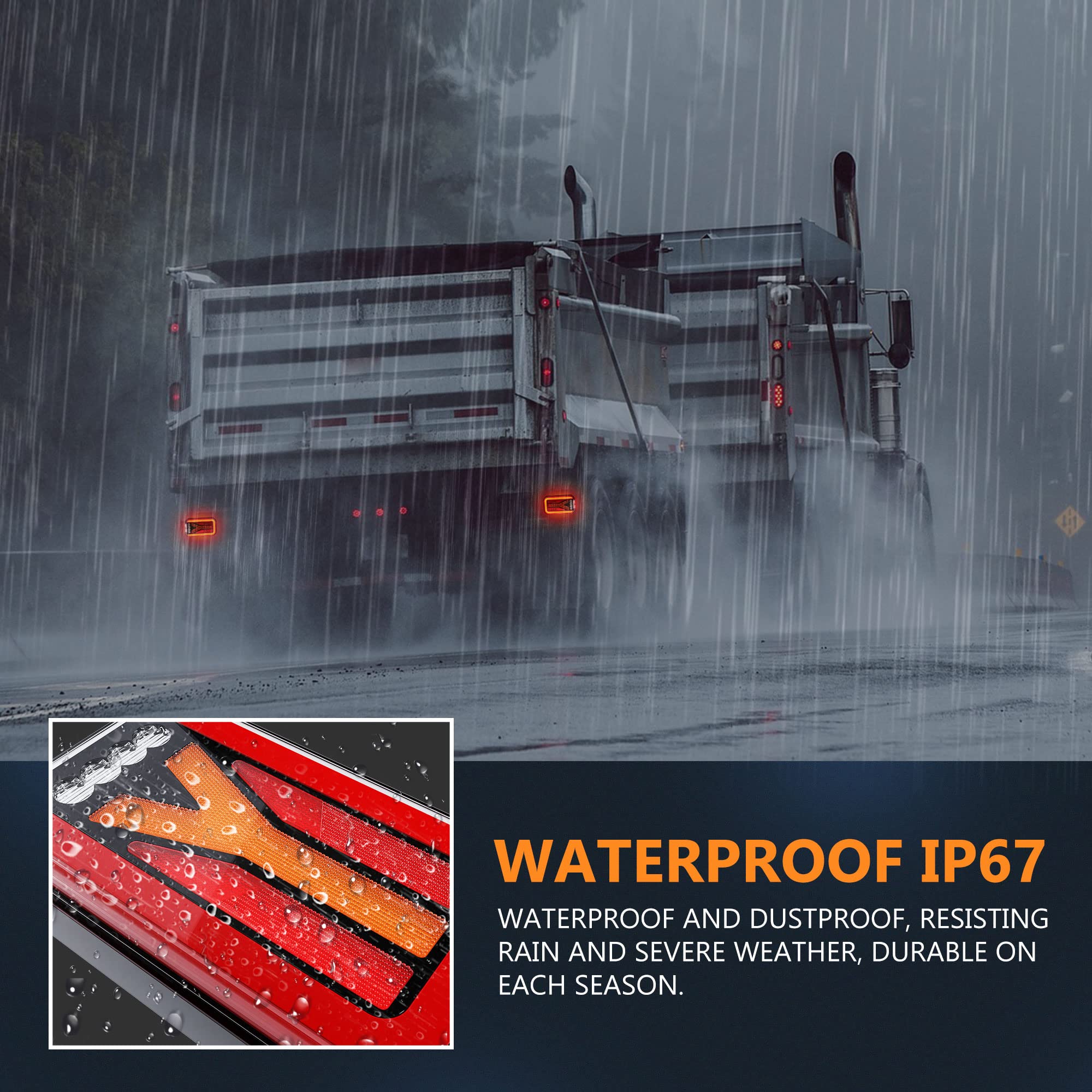 Aslong_light Wireless Magnetic LED Trailer Rear Light Kit – IP65, 2.4GHz, 30m Range, E9 Marked