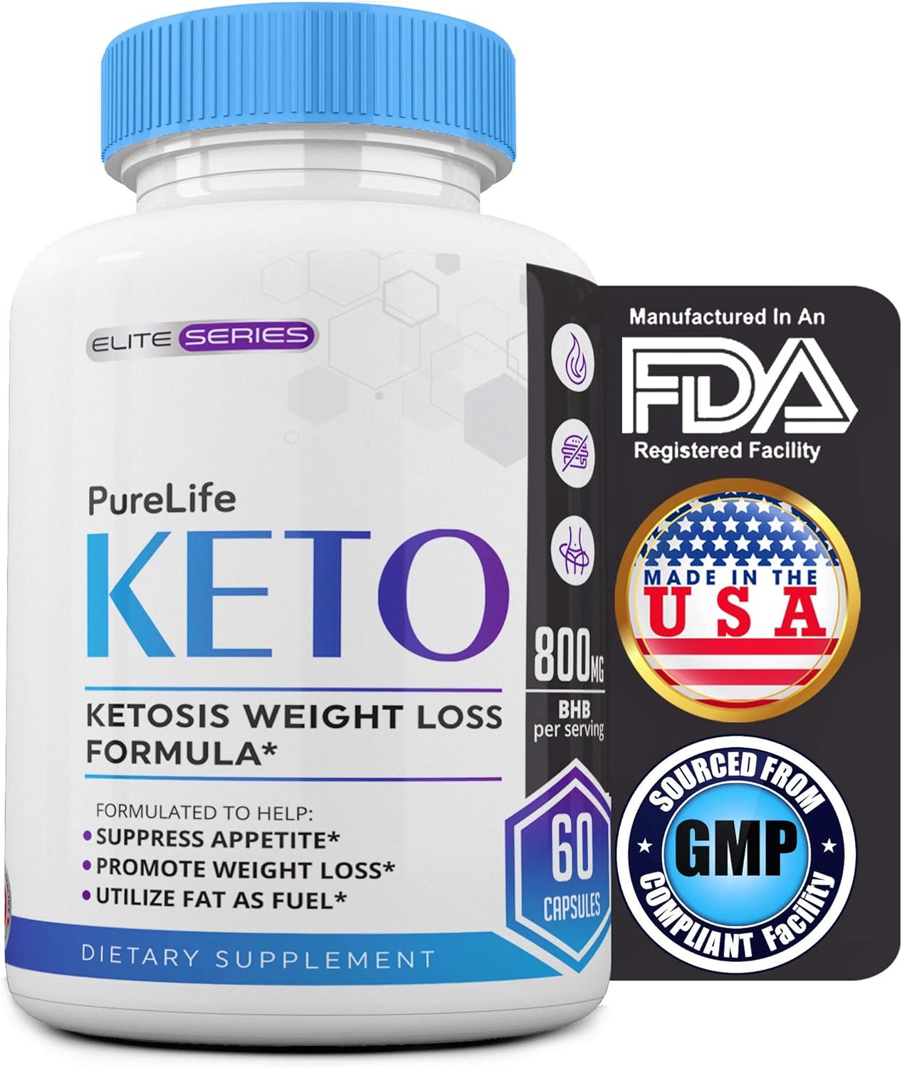 PureLife Keto Pills – Utilize Fat for Energy with Ketosis – Ketogenic Carb Blocker for Women and Men – Manage Cravings, Boost Energy & Focus – Support Metabolism – Max Strength Formula