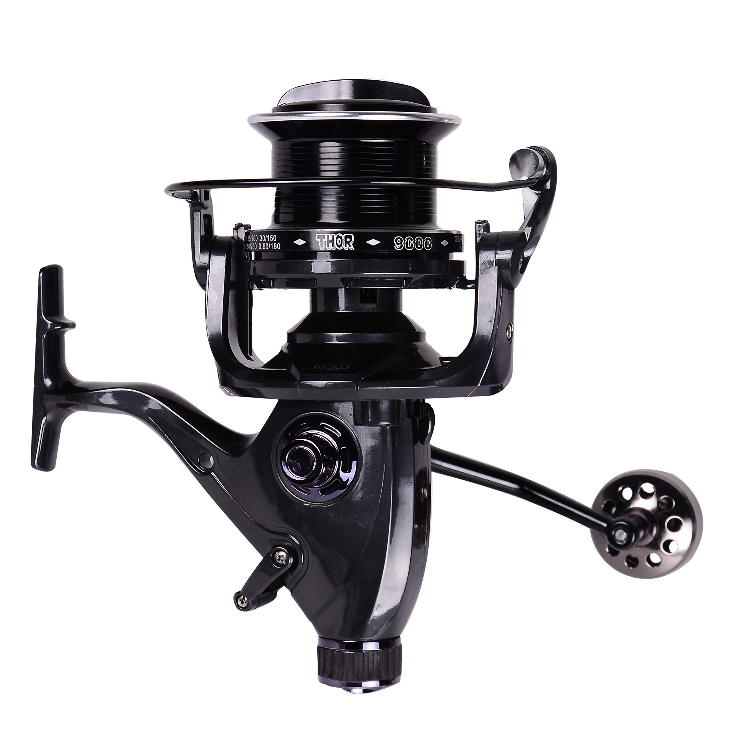 HiUmi Carp Fishing Reels 8000 9000 10000 Bait Runner Big Free Runner Double Brake Feeder 12+1 Ball Bearing Spinning Fishing Reel (THOR4000)