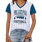 Baseball Jersey Women Baseball Player T Shirt Game Day Fan Graphic Tee Funny Stripe Jersey V Neck Short Sleeve Tops