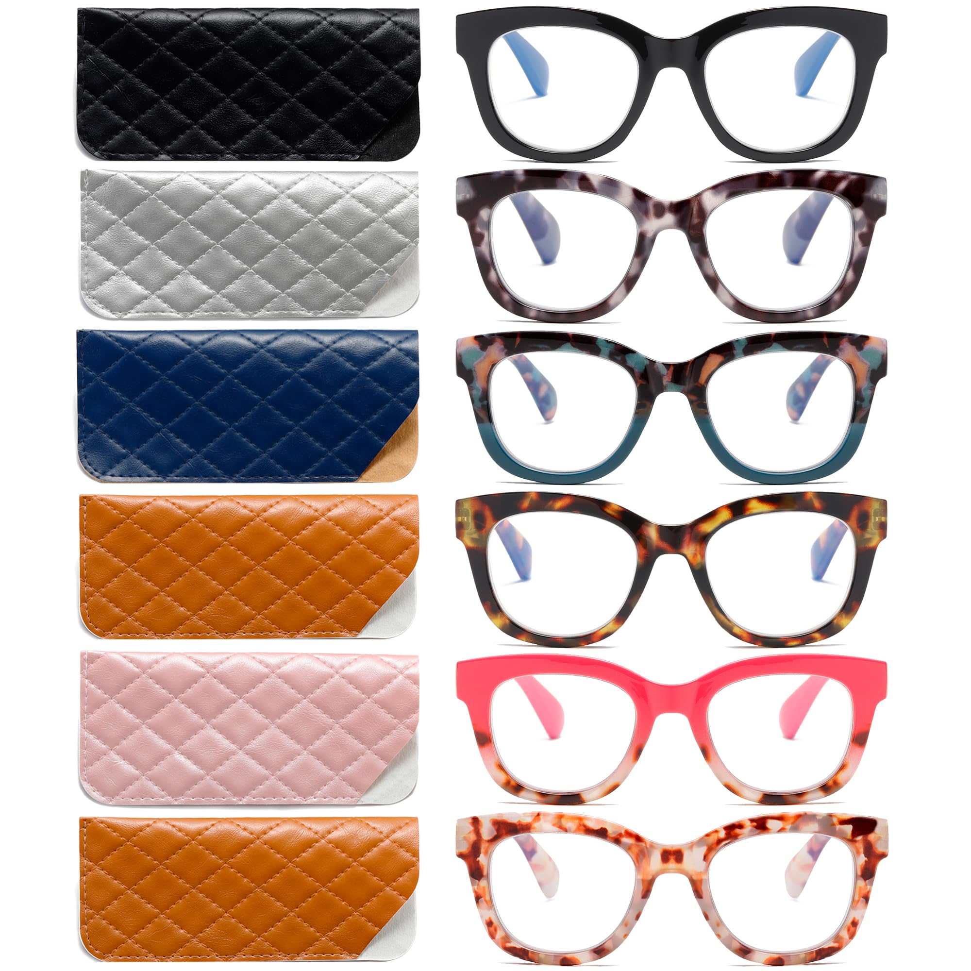 Photo 1 of ZXYOO Oversized Reading Glasses for Women,6 Pack Blue Light Blocking Computer Readers Spring hinge?6 pack Mix C2+1.50?