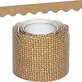 Teacher Created Resources Burlap Scalloped Rolled Border Trim - 50 ft - Decorate Bulletin Boards, Walls, Desks, Windows, Door