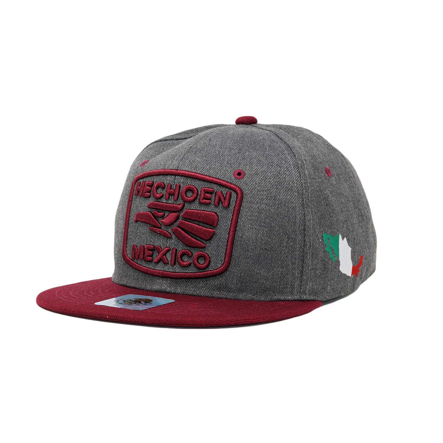 Hecho EN Mexico Eagle Embroidery Snpaback Hat Adjustable Baseball Cap Dark Gray Burgundy 