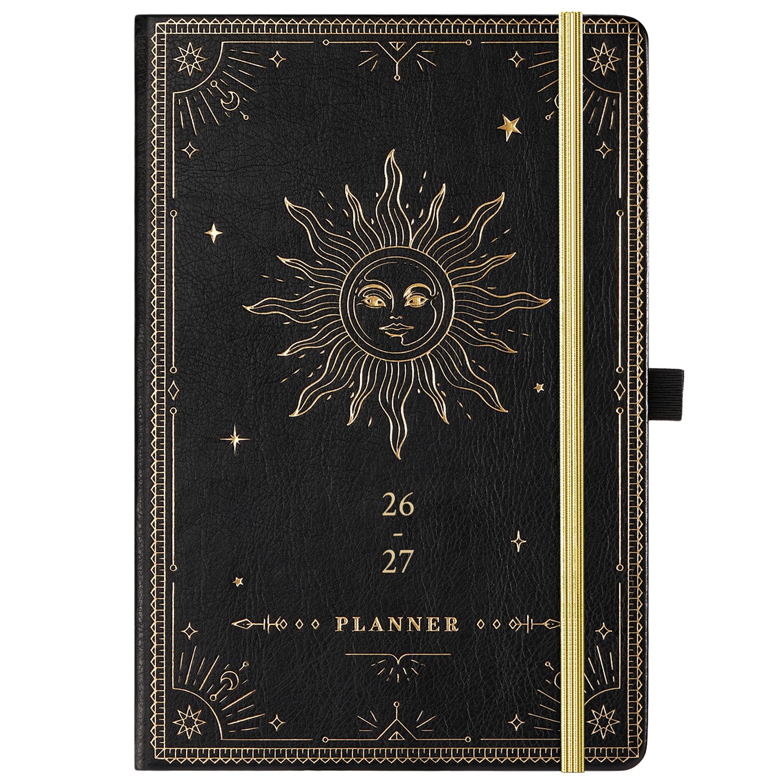 Academic Diary 2026-2027 - Diary 2026-2027 a5 Week to View, July 2026 - June 2027 12 Months, Premium Leather Cover, Gold Stamp, Inner Pocket, Black
