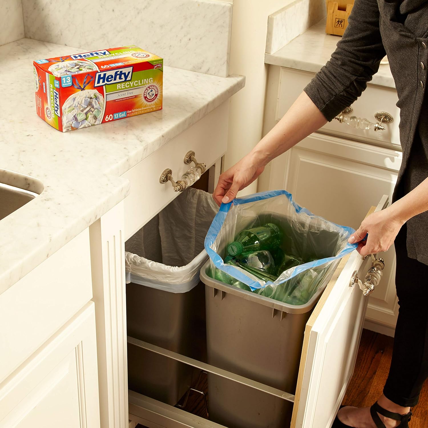 Hefty Trash Bags for the Recycling Bin Clear, 13 Gallon, 60 Count