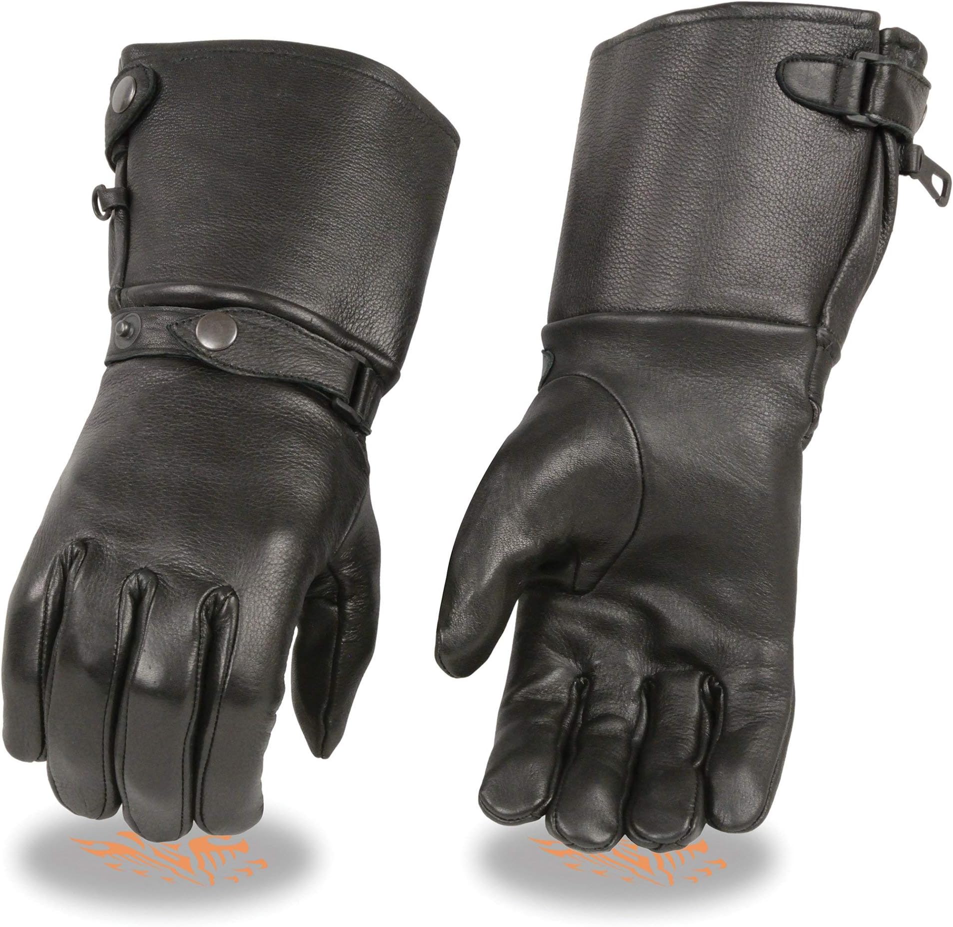SH857 Men's Black Deerskin Thermal Lined Gauntlet Gloves