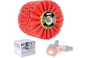 KQCXIK 4.7" x 4" Surface Conditioning Tool, 80 Grit Nylon Abrasive Drawing Wheel for Polishing Machines, Burnishing Drum for Wood Metal, Paint Stain and Rust Removal