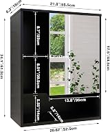 SMIBUY Bamboo Wall Mounted Bathroom Mirror Cabinet Black 16x55x61 cm view 3