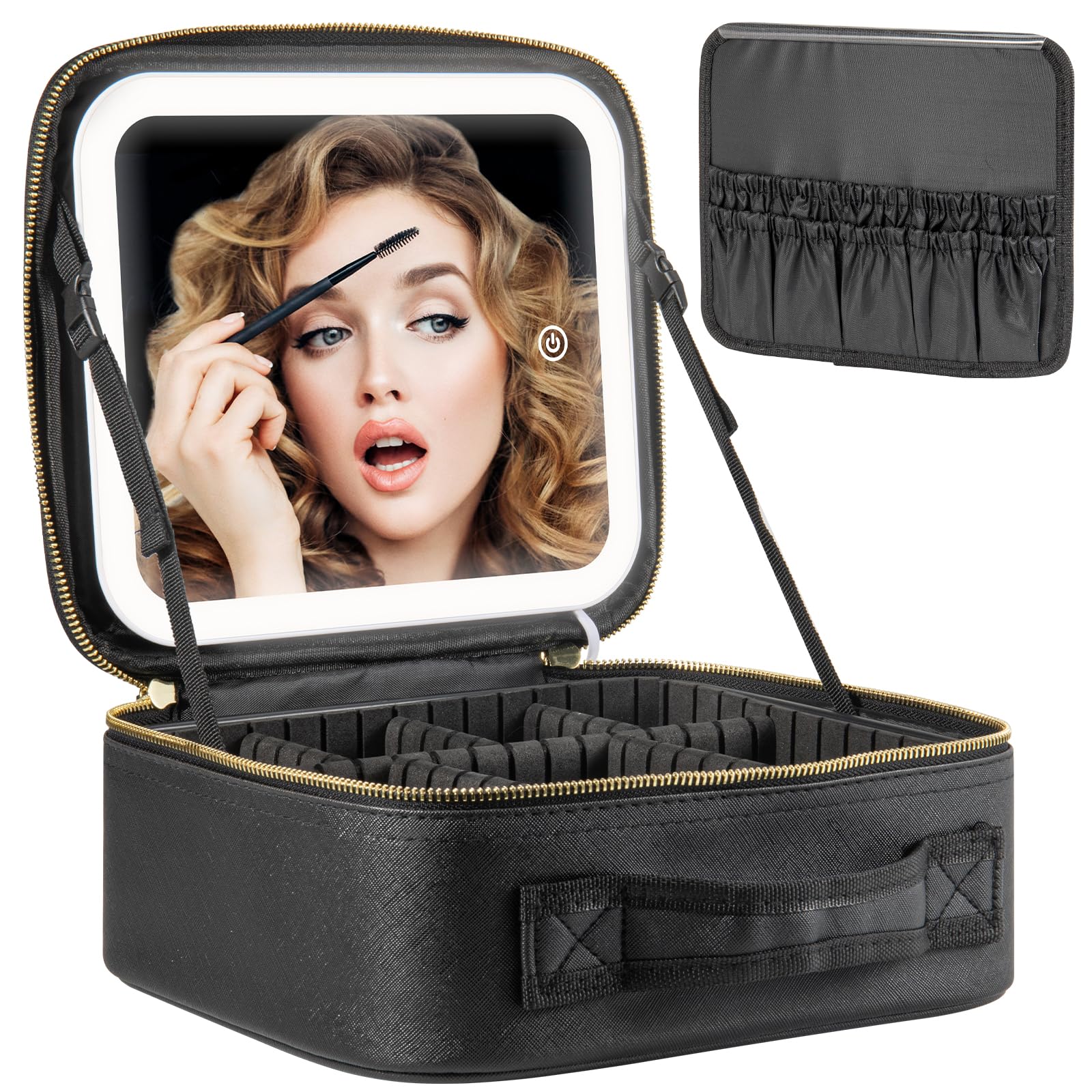 Photo 1 of *UNTESTED*
Extrei Gent Makeup Travel Train Case with Mirror LED Light 3 Adjustable Brightness Large Cosmetic Bag Portable Storage Adjustable Partition Waterproof Makeup Brushes Make up Jewelry Gift for Women