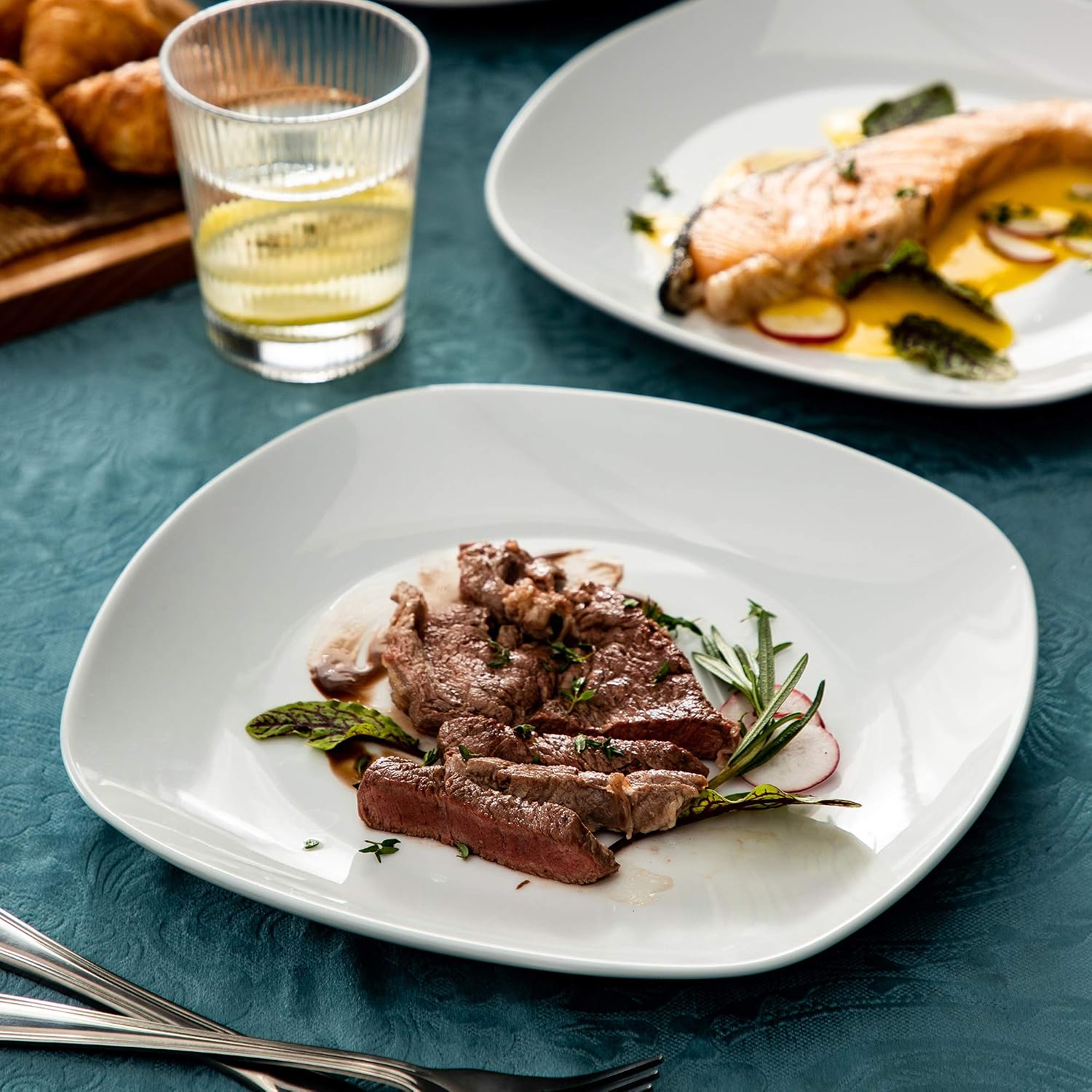 MALACASA 6-Piece Square Porcelain Dinner Plates Set, 9.7" White Plates for Dessert Salad, Appetizers - Image 3