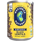 Westbrae Natural Organic Black Lentils, No Salt Added, 15 Ounce (Pack of 12)