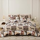 Smuge Lodge Moose Comforters Queen Size Set - 7 Pieces Lightweight Bed in a Bag Bear Rustic Cabin Country Comforter Sets Queen Bed, Down Alternative Bedding Sets, Sheets, Pillowcases & Shams(Red)