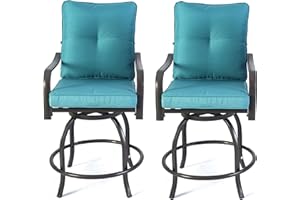 Kozyard Isabella Outdoor Patio High Swivel Bar Stools/Chairs,Counter Height Tall Patio Swivel Chairs, for Bistro Set for 2, Backyard, Cafes, Bistro, Restaurants and Chic Bars (Aqua)